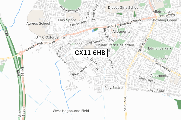 OX11 6HB map - small scale - OS Open Zoomstack (Ordnance Survey)