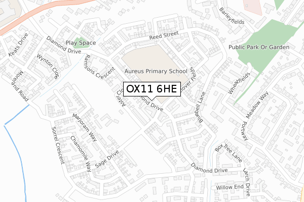 OX11 6HE map - large scale - OS Open Zoomstack (Ordnance Survey)