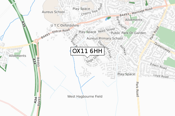 OX11 6HH map - small scale - OS Open Zoomstack (Ordnance Survey)