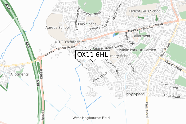 OX11 6HL map - small scale - OS Open Zoomstack (Ordnance Survey)
