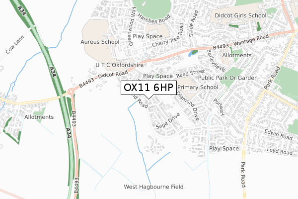 OX11 6HP map - small scale - OS Open Zoomstack (Ordnance Survey)