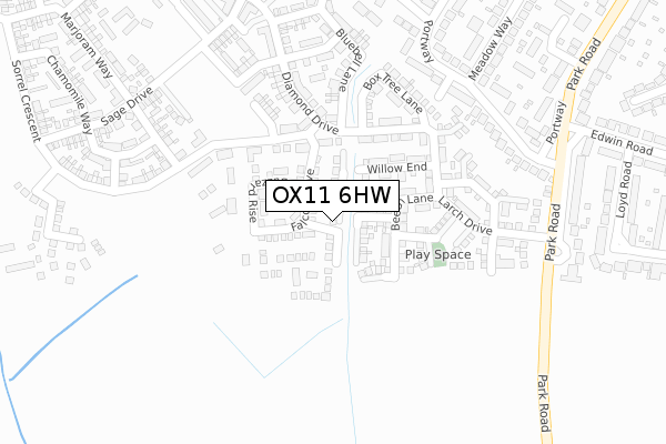 OX11 6HW map - large scale - OS Open Zoomstack (Ordnance Survey)