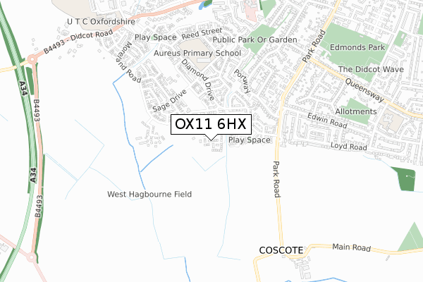 OX11 6HX map - small scale - OS Open Zoomstack (Ordnance Survey) OX11 6HX map - small scale - OS Open Zoomstack (Ordnance Survey)