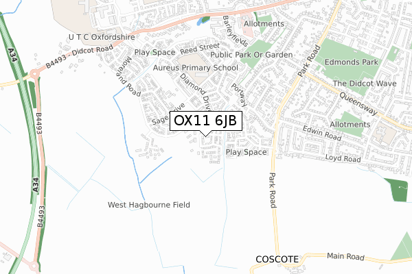 OX11 6JB map - small scale - OS Open Zoomstack (Ordnance Survey)