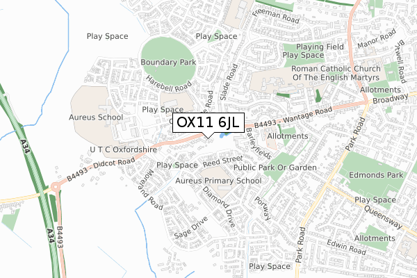 OX11 6JL map - small scale - OS Open Zoomstack (Ordnance Survey)