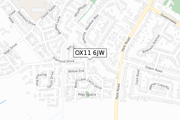 OX11 6JW map - large scale - OS Open Zoomstack (Ordnance Survey)