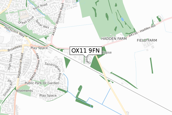 OX11 9FN map - small scale - OS Open Zoomstack (Ordnance Survey)