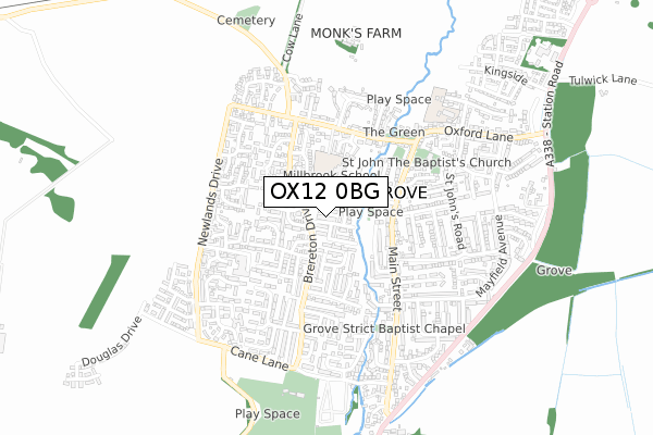 OX12 0BG map - small scale - OS Open Zoomstack (Ordnance Survey)