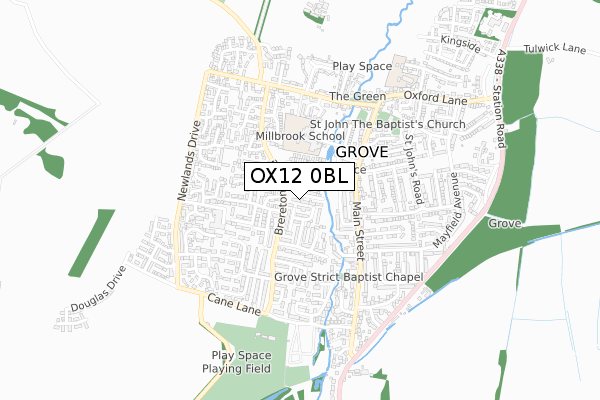 OX12 0BL map - small scale - OS Open Zoomstack (Ordnance Survey)