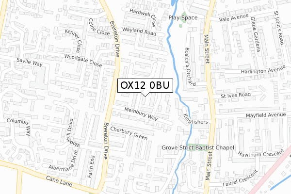 OX12 0BU map - large scale - OS Open Zoomstack (Ordnance Survey)