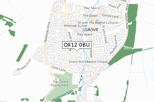 OX12 0BU map - small scale - OS Open Zoomstack (Ordnance Survey)