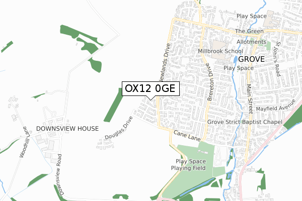 OX12 0GE map - small scale - OS Open Zoomstack (Ordnance Survey)