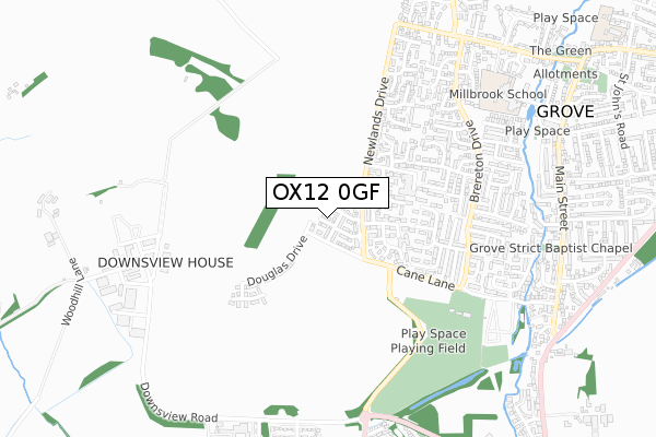 OX12 0GF map - small scale - OS Open Zoomstack (Ordnance Survey)
