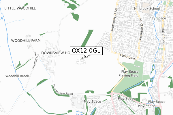 OX12 0GL map - small scale - OS Open Zoomstack (Ordnance Survey)