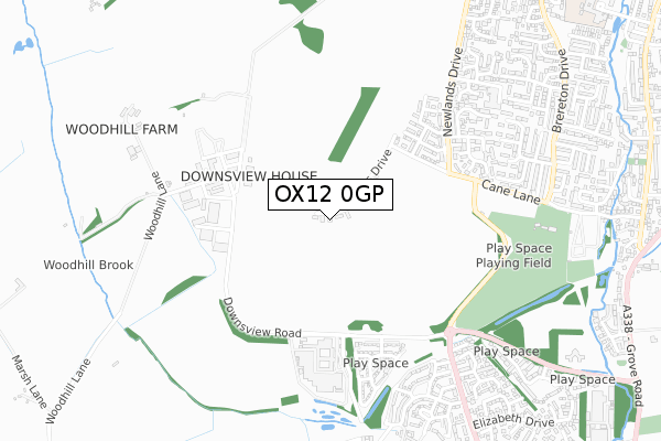OX12 0GP map - small scale - OS Open Zoomstack (Ordnance Survey)