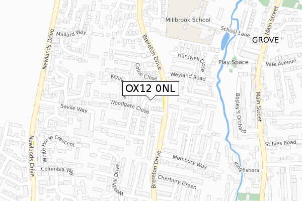 OX12 0NL map - large scale - OS Open Zoomstack (Ordnance Survey)