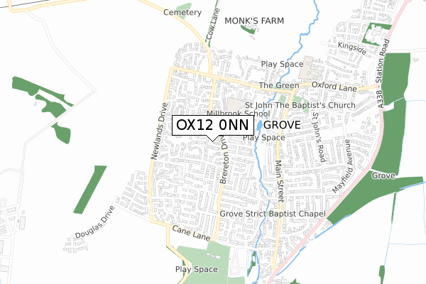 OX12 0NN map - small scale - OS Open Zoomstack (Ordnance Survey)