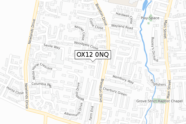 OX12 0NQ map - large scale - OS Open Zoomstack (Ordnance Survey)
