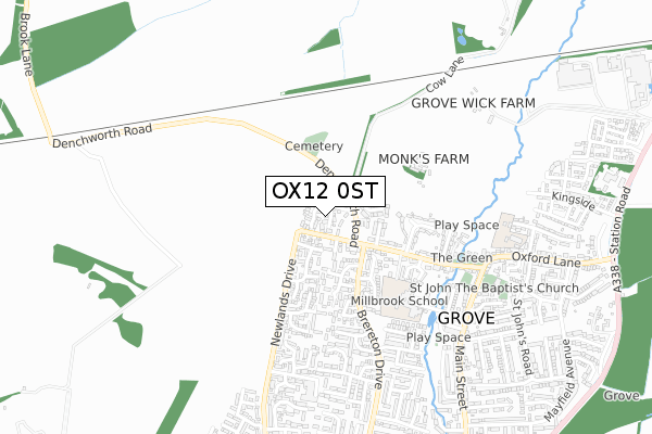 OX12 0ST map - small scale - OS Open Zoomstack (Ordnance Survey) OX12 0ST map - small scale - OS Open Zoomstack (Ordnance Survey)