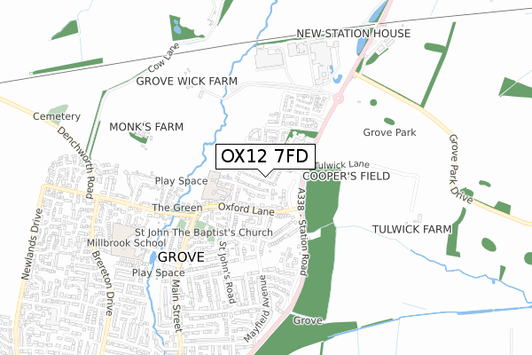 OX12 7FD map - small scale - OS Open Zoomstack (Ordnance Survey)