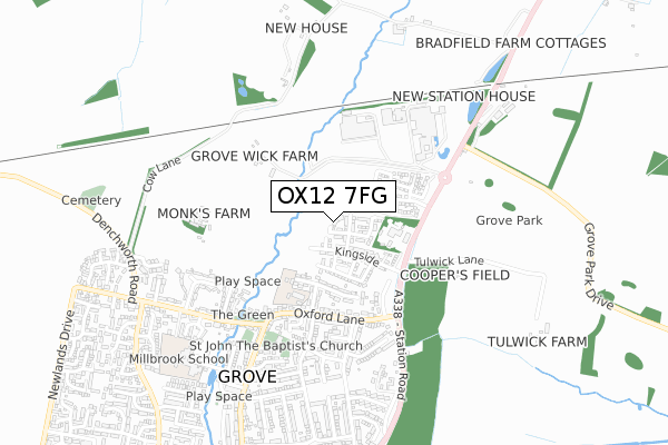 OX12 7FG map - small scale - OS Open Zoomstack (Ordnance Survey)