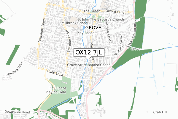 OX12 7JL map - small scale - OS Open Zoomstack (Ordnance Survey)