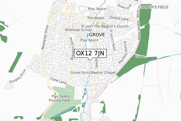 OX12 7JN map - small scale - OS Open Zoomstack (Ordnance Survey)