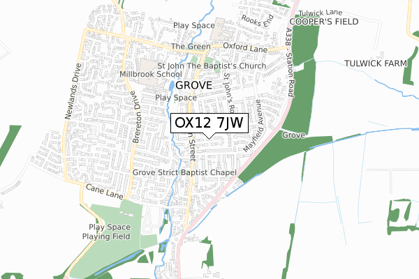 OX12 7JW map - small scale - OS Open Zoomstack (Ordnance Survey) OX12 7JW map - small scale - OS Open Zoomstack (Ordnance Survey)