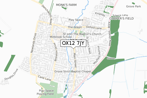 OX12 7JY map - small scale - OS Open Zoomstack (Ordnance Survey)