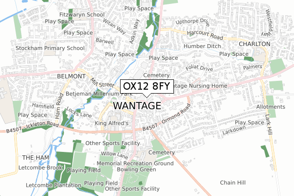 OX12 8FY map - small scale - OS Open Zoomstack (Ordnance Survey) OX12 8FY map - small scale - OS Open Zoomstack (Ordnance Survey)