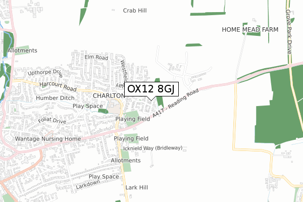 OX12 8GJ map - small scale - OS Open Zoomstack (Ordnance Survey)