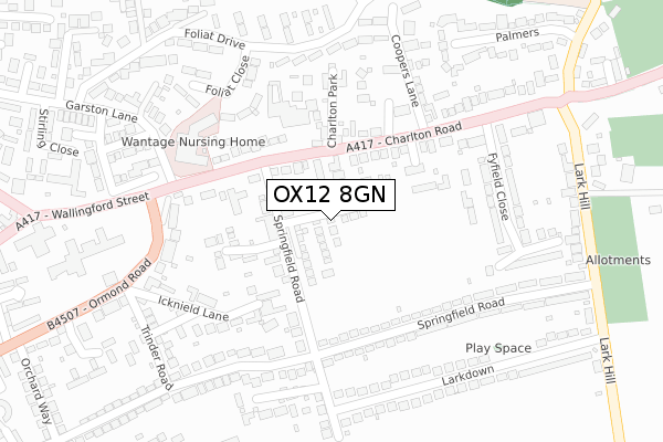 OX12 8GN map - large scale - OS Open Zoomstack (Ordnance Survey) OX12 8GN map - large scale - OS Open Zoomstack (Ordnance Survey)