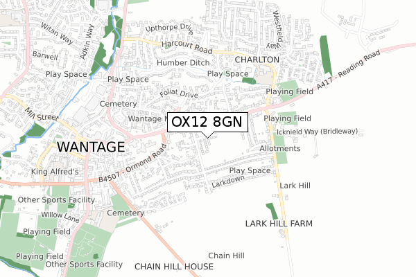 OX12 8GN map - small scale - OS Open Zoomstack (Ordnance Survey) OX12 8GN map - small scale - OS Open Zoomstack (Ordnance Survey)