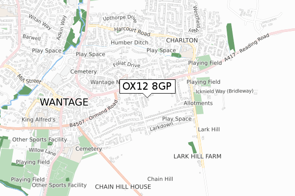 OX12 8GP map - small scale - OS Open Zoomstack (Ordnance Survey)
