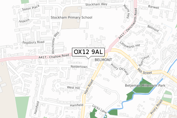 OX12 9AL map - large scale - OS Open Zoomstack (Ordnance Survey)
