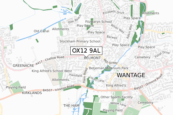 OX12 9AL map - small scale - OS Open Zoomstack (Ordnance Survey)