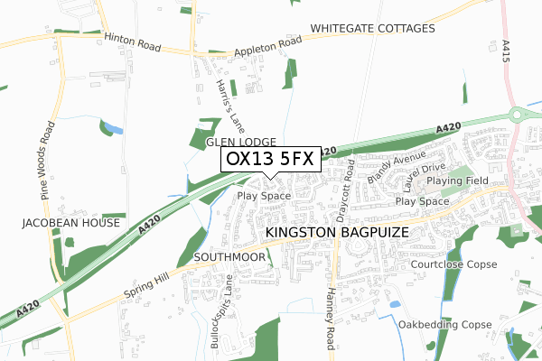 OX13 5FX map - small scale - OS Open Zoomstack (Ordnance Survey) OX13 5FX map - small scale - OS Open Zoomstack (Ordnance Survey)