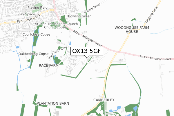OX13 5GF map - small scale - OS Open Zoomstack (Ordnance Survey)