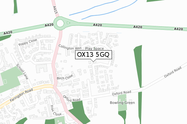 OX13 5GQ map - large scale - OS Open Zoomstack (Ordnance Survey) OX13 5GQ map - large scale - OS Open Zoomstack (Ordnance Survey)