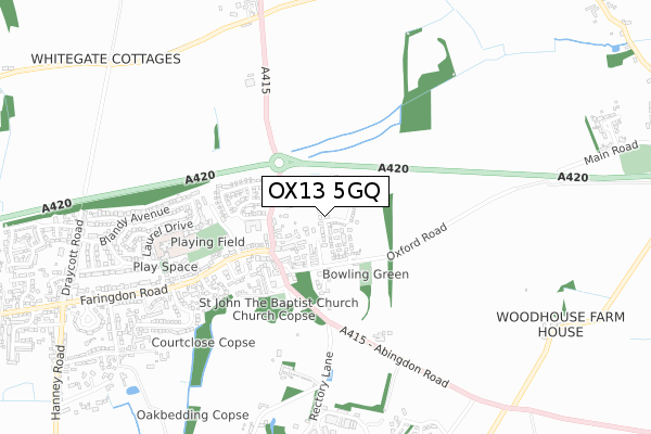 OX13 5GQ map - small scale - OS Open Zoomstack (Ordnance Survey) OX13 5GQ map - small scale - OS Open Zoomstack (Ordnance Survey)
