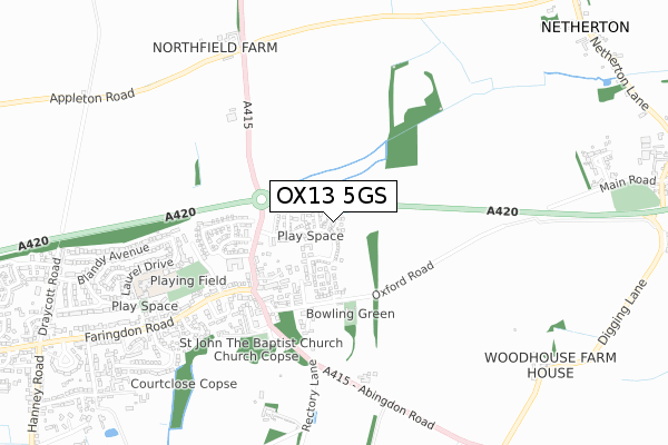 OX13 5GS map - small scale - OS Open Zoomstack (Ordnance Survey) OX13 5GS map - small scale - OS Open Zoomstack (Ordnance Survey)