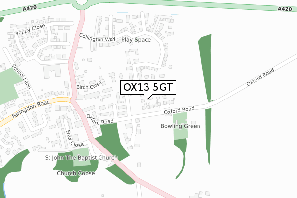 OX13 5GT map - large scale - OS Open Zoomstack (Ordnance Survey)