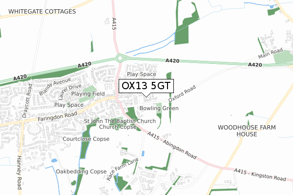 OX13 5GT map - small scale - OS Open Zoomstack (Ordnance Survey)
