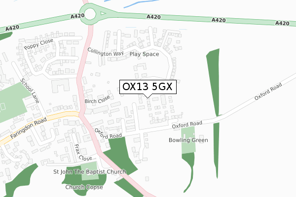 OX13 5GX map - large scale - OS Open Zoomstack (Ordnance Survey)