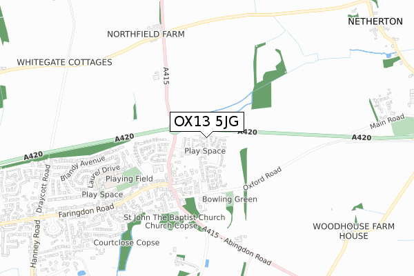 OX13 5JG map - small scale - OS Open Zoomstack (Ordnance Survey) OX13 5JG map - small scale - OS Open Zoomstack (Ordnance Survey)