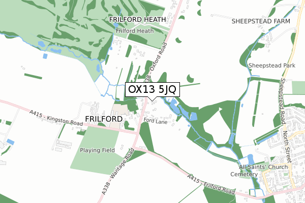 OX13 5JQ map - small scale - OS Open Zoomstack (Ordnance Survey) OX13 5JQ map - small scale - OS Open Zoomstack (Ordnance Survey)