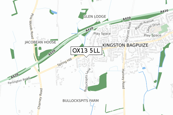 OX13 5LL map - small scale - OS Open Zoomstack (Ordnance Survey)