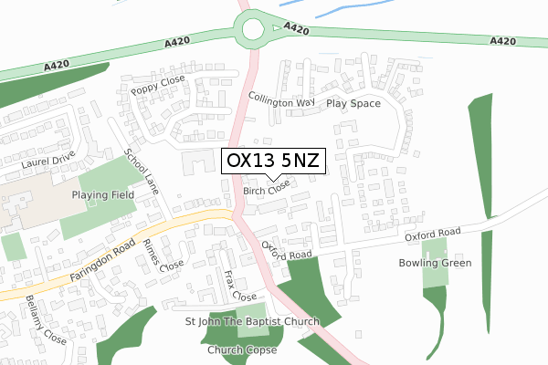 OX13 5NZ map - large scale - OS Open Zoomstack (Ordnance Survey) OX13 5NZ map - large scale - OS Open Zoomstack (Ordnance Survey)