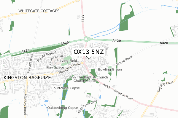 OX13 5NZ map - small scale - OS Open Zoomstack (Ordnance Survey) OX13 5NZ map - small scale - OS Open Zoomstack (Ordnance Survey)