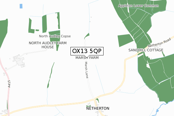 OX13 5QP map - small scale - OS Open Zoomstack (Ordnance Survey)